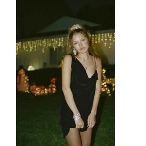 Zara Bloggers Favorite Crushed Velvet Black Mini Dress Size XS NWT